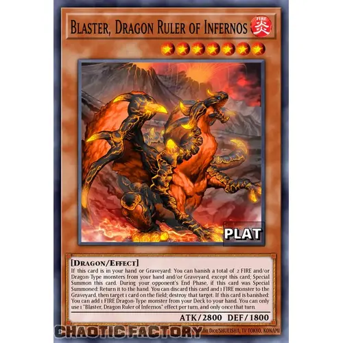 RA03-EN010 Blaster, Dragon Ruler of Infernos Platinum Secret Rare 1st Edition NM