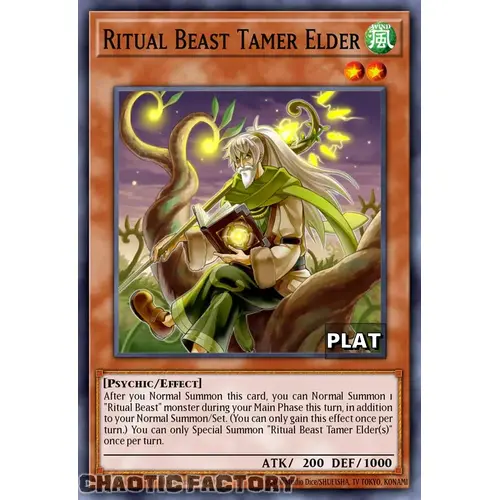 RA03-EN012 Ritual Beast Tamer Elder Platinum Secret Rare 1st Edition NM