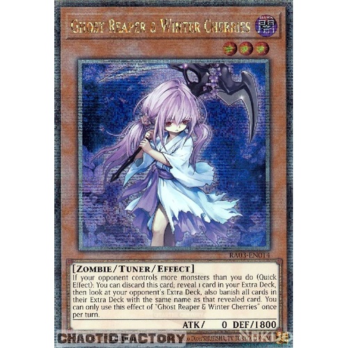 RA03-EN014 Ghost Reaper & Winter Cherries VER 2 Quarter Century Secret Rare 1st Edition NM