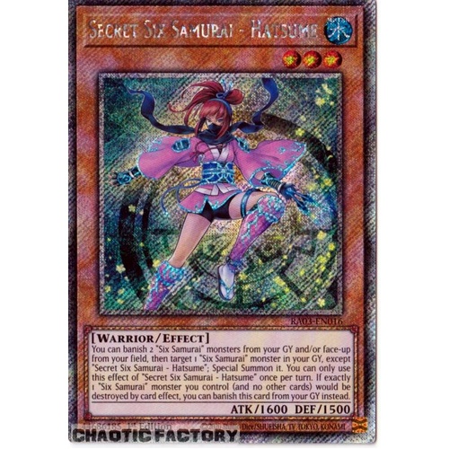 RA03-EN016 Secret Six Samurai - Hatsume Platinum Secret Rare 1st Edition NM