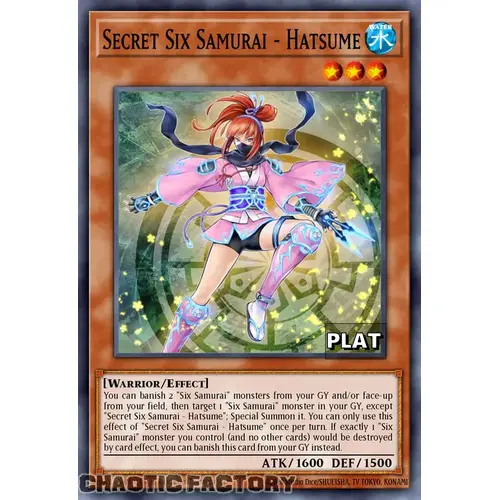 RA03-EN016 Secret Six Samurai - Hatsume Platinum Secret Rare 1st Edition NM