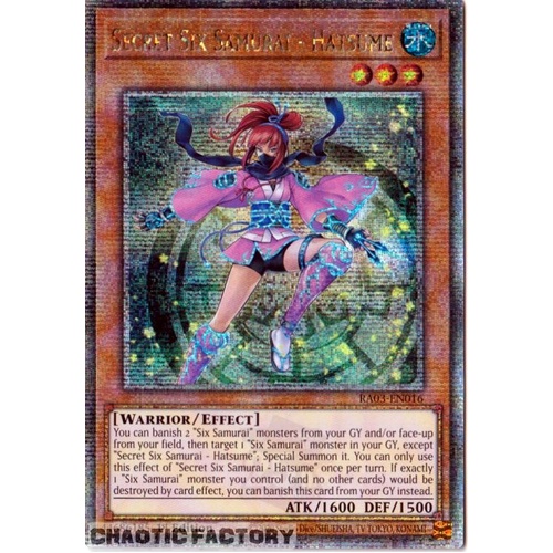 RA03-EN016 Secret Six Samurai - Hatsume Quarter Century Secret Rare 1st Edition NM