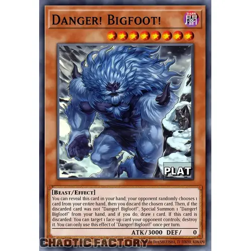 RA03-EN019 Danger! Bigfoot! (alternate artwork) Platinum Secret Rare 1st Edition NM