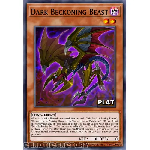 RA03-EN027 Dark Beckoning Beast Platinum Secret Rare 1st Edition NM