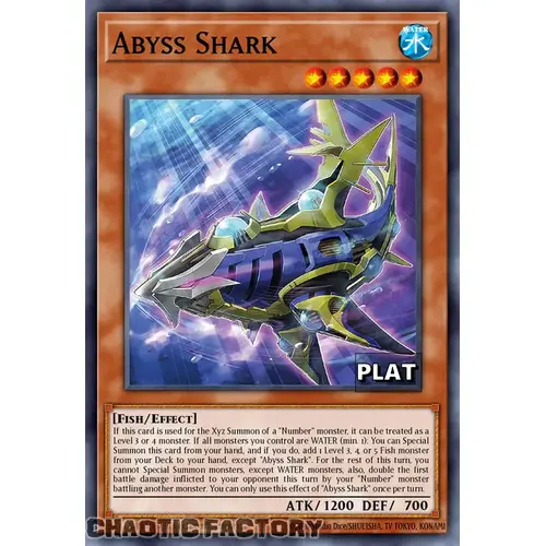 RA03-EN030 Abyss Shark Platinum Secret Rare 1st Edition NM