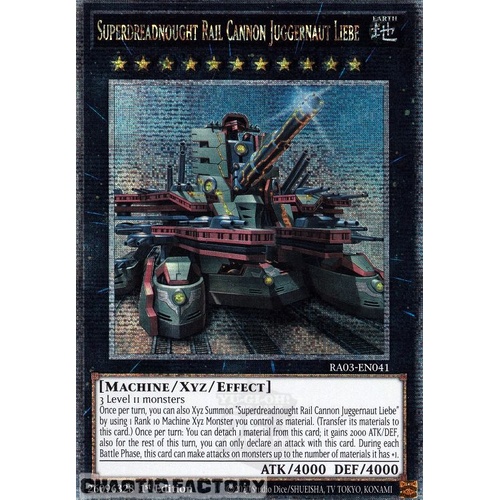 RA03-EN041 Superdreadnought Rail Cannon Juggernaut Liebe ALT ART Quarter Century Secret Rare 1st Edition NM