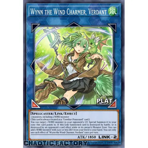 RA03-EN045 Wynn the Wind Charmer, Verdant Platinum Secret Rare 1st Edition NM