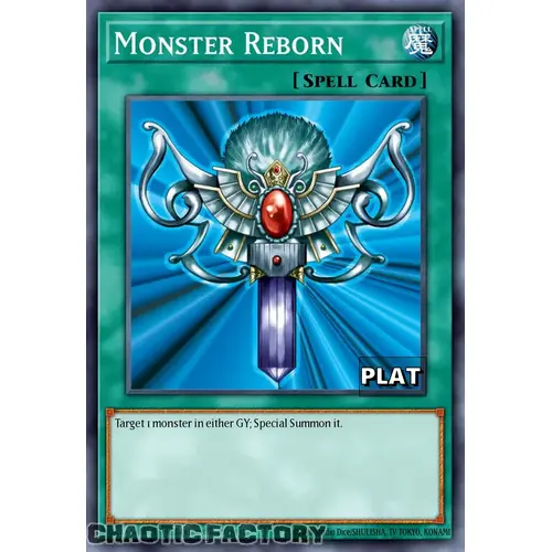 RA03-EN052 Monster Reborn Platinum Secret Rare 1st Edition NM