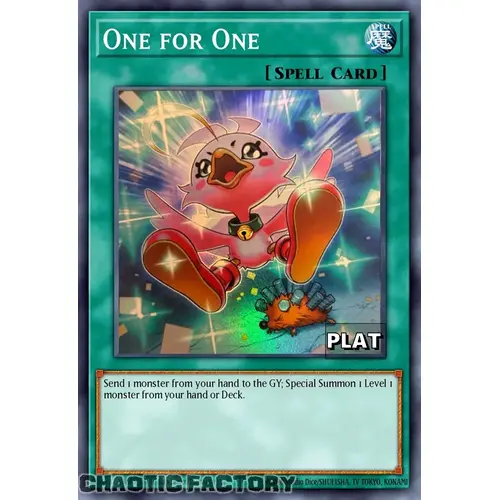 RA03-EN056 One for One (alternate artwork) Platinum Secret Rare 1st Edition NM