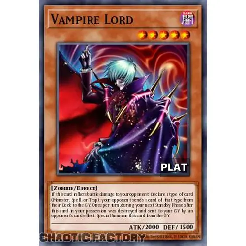 RA03-EN128 Vampire Lord Platinum Secret Rare 1st Edition NM