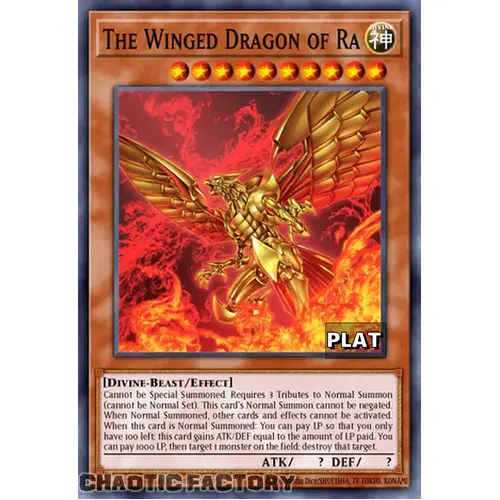 RA03-EN137 The Winged Dragon Of Ra Platinum Secret Rare 1st Edition NM