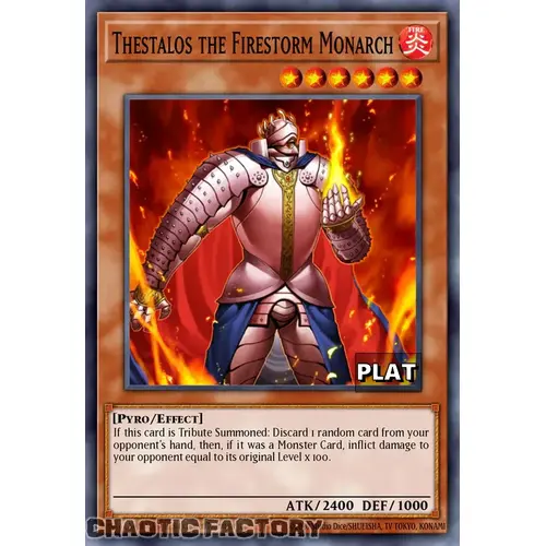 RA03-EN143 Thestalos the Firestorm Monarch Platinum Secret Rare 1st Edition NM