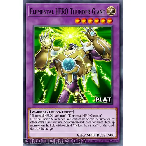 RA03-EN153 Elemental HERO Thunder Giant Platinum Secret Rare 1st Edition NM