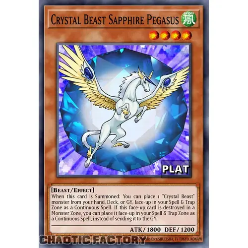 RA03-EN179 Crystal Beast Sapphire Pegasus Platinum Secret Rare 1st Edition NM