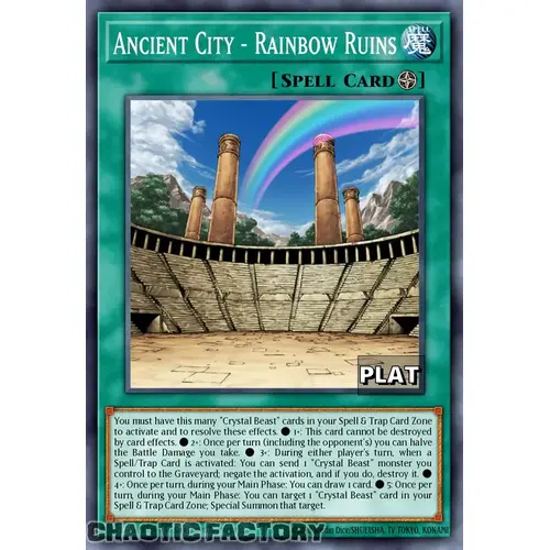 RA03-EN181 Ancient City - Rainbow Ruins Platinum Secret Rare 1st Edition NM