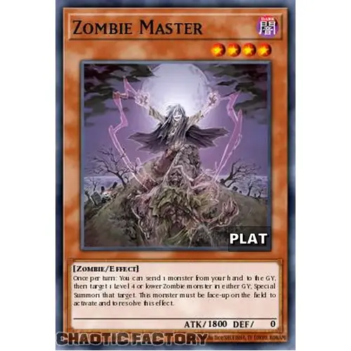 RA03-EN185 Zombie Master Platinum Secret Rare 1st Edition NM