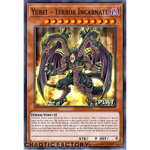 RA03-EN190 Yubel - Terror Incarnate Platinum Secret Rare 1st Edition NM