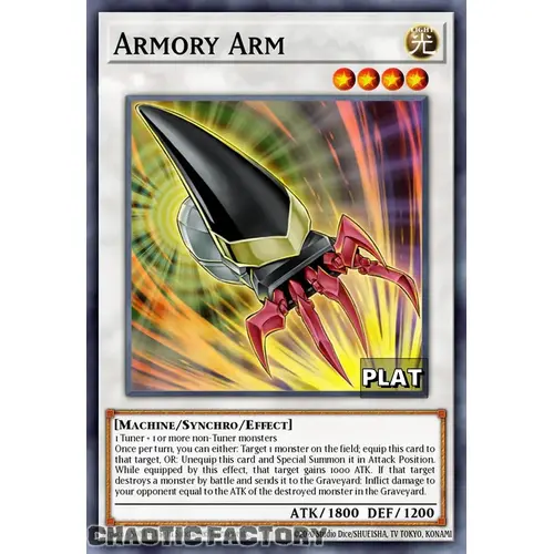 RA03-EN213 Armory Arm Platinum Secret Rare 1st Edition NM