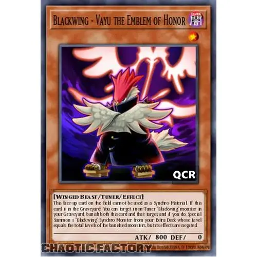 RA03-EN224 Blackwing - Vayu the Emblem Of Honor Quarter Century Secret Rare 1st Edition NM