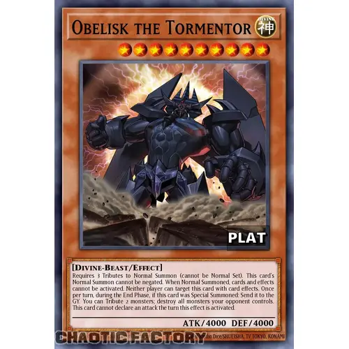 RA03-EN230 Obelisk The Tormentor Platinum Secret Rare 1st Edition NM