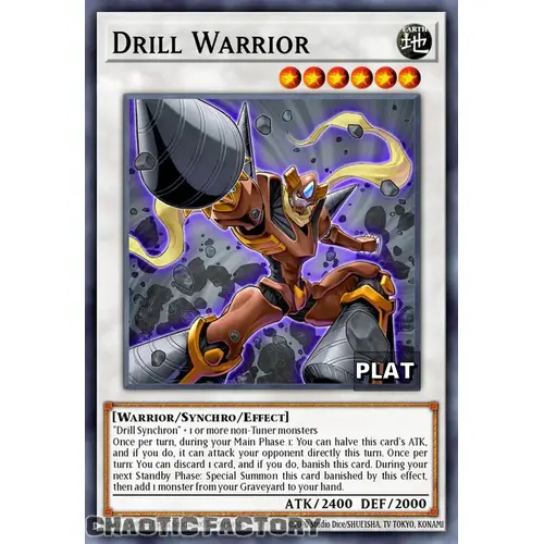 RA03-EN232 Drill Warrior Platinum Secret Rare 1st Edition NM