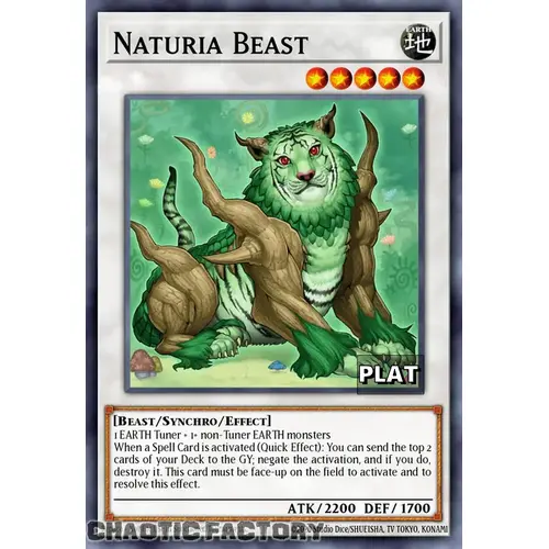 RA03-EN238 Naturia Beast Platinum Secret Rare 1st Edition NM