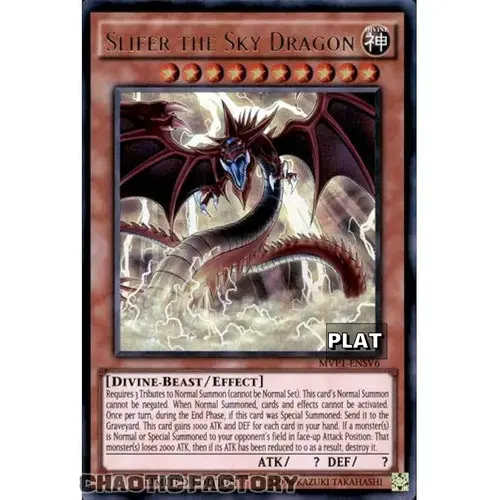 RA03-EN244 Slifer the Sky Dragon MVP1 Art Platinum Secret Rare 1st Edition NM