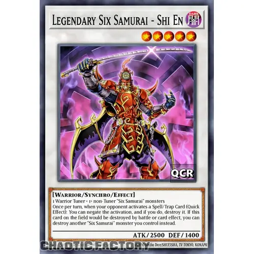 RA03-EN250 Legendary Six Samurai - Shi En Quarter Century Secret Rare 1st Edition NM