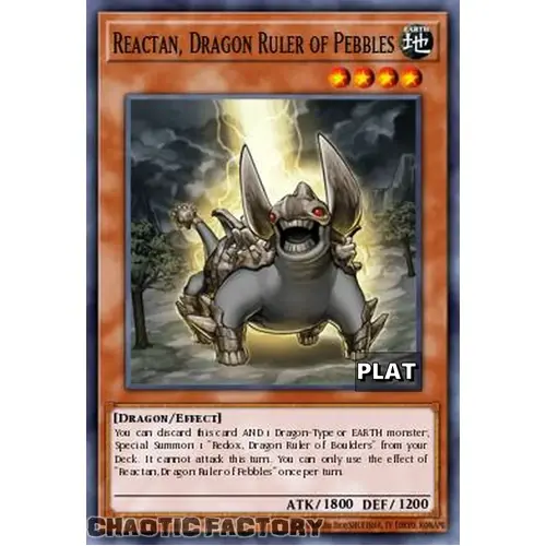 RA03-EN254 Reactan, Dragon Ruler of Pebbles Platinum Secret Rare 1st Edition NM