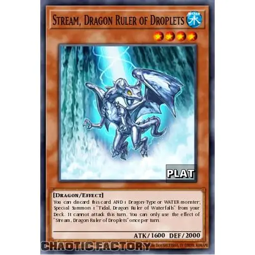 RA03-EN255 Stream, Dragon Ruler of Droplets Platinum Secret Rare 1st Edition NM