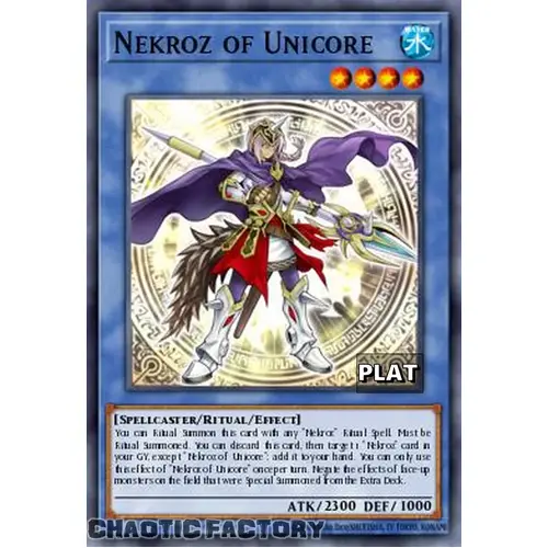 RA03-EN262 Nekroz of Unicore Platinum Secret Rare 1st Edition NM