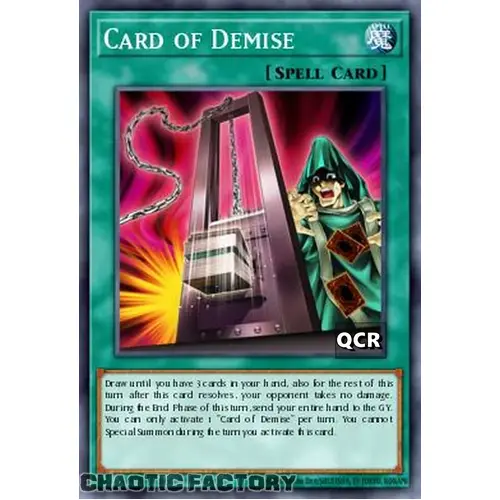 RA03-EN265 Card Of Demise Quarter Century Secret Rare 1st Edition NM