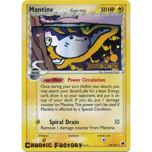 Mantine (Delta Species) - 20/101 - Rare Reverse Holo NM  Ex Dragon Frontiers